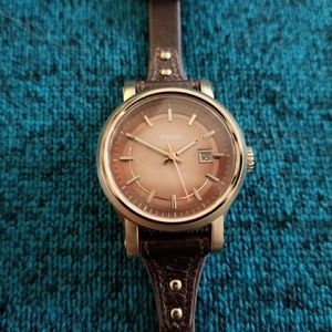 Brown and Gold Women's Fossil Watch